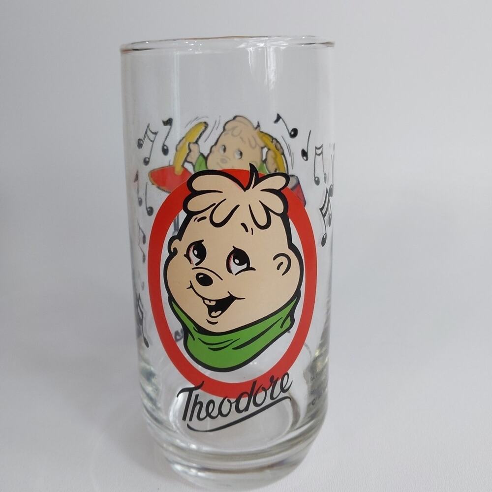 Vintage‎ 1985 Collectible Theodore Drinking Glass Alvin & The Chipmunks Drum Set
